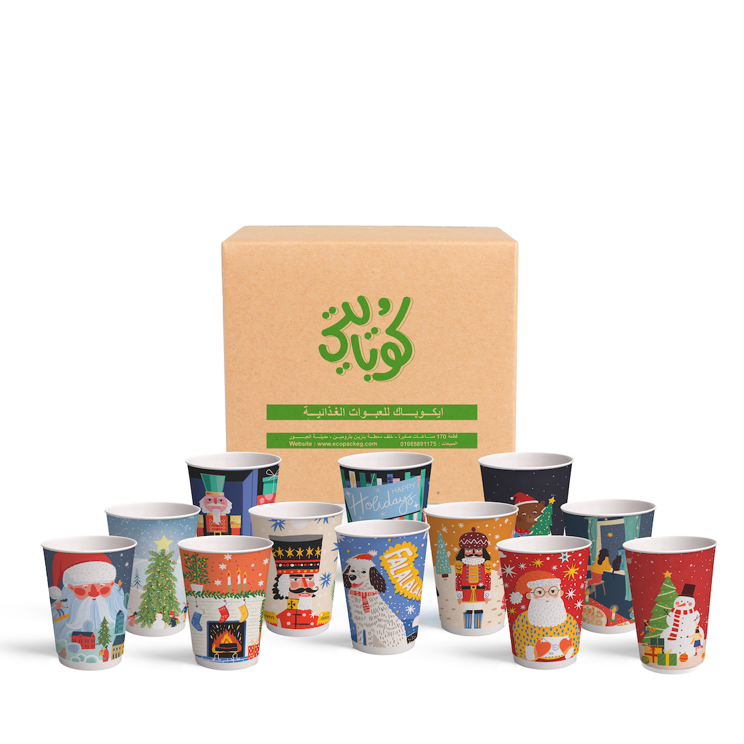 Frosty & Santa 500 Double-Layered Paper Cups Carton 12oz